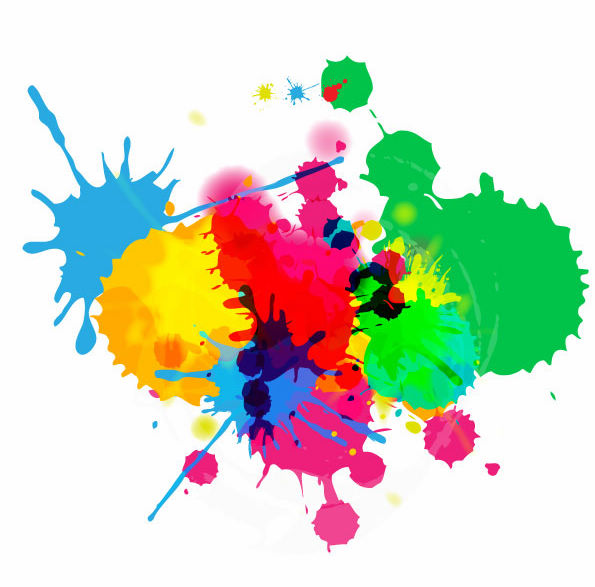 free vector Colorful Bright Ink Splashes on White Background